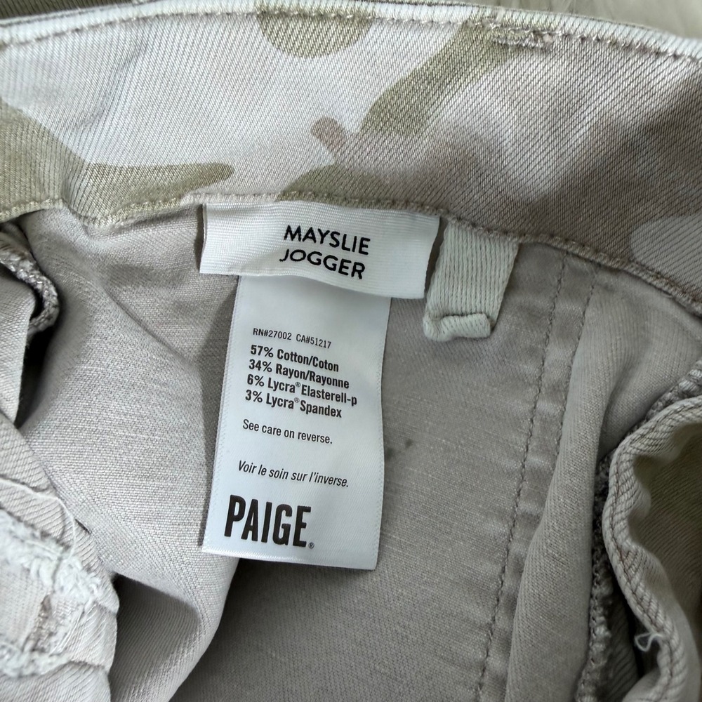 PAIGE Mayslie Camo Jogger Pants Green Tan Utility Slim Fit Size 28 - Picture 9 of 11